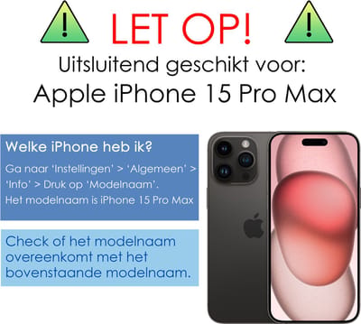 Screenprotector - Geschikt voor Apple iPhone 15 Pro Max - Extra Sterk - Beschermglas - Gehard Glas - Tempered Glass - Screen Protector - Bescherm Cover