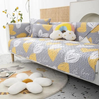 Katoenen Sofa Hoes Kussen Vier Seizoenen Universele Sofa Handdoek Bloem Anti-slip Anti-kattenkrab Katoenen Sofa Hoes voor Woonkamer 70x70cm 1pcs