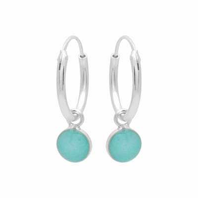 WeLoveSilver oorringen - zilver - groene steen - 925 zilver - 6 cm