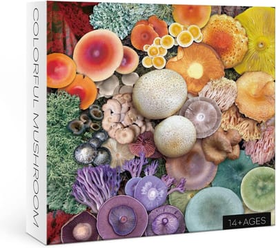 Paddenstoel Legpuzzel - Kleurrijke Schimmels - Ontspannend Tijdverdrijf - Inclusief Gids - 68 bij 68 cm - Regenboog