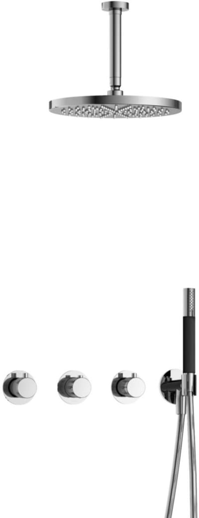 Hotbath Cobber X - CX7067 - Inbouw Regendoucheset - Chroom - 2 Stopkranen - Thermostatisch - Plafondbuis 15 cm - Hoofddouche 300 mm - Staafhanddouche - met M106 - Waterbesparend