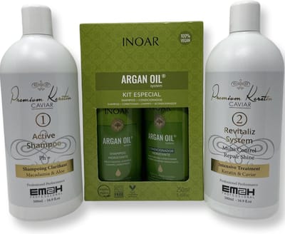 Keratin Caviar Kit 2 x 500 ml & INOAR ARGAN OIL SHAMPOO & CONDITIONER