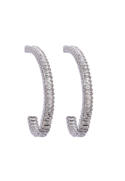 AVANT-GARDE PARIS Oorbellen - C-vormige Hoepels - Elegante Design - Rhodium Plated - Lichtgewicht en Sprankelend