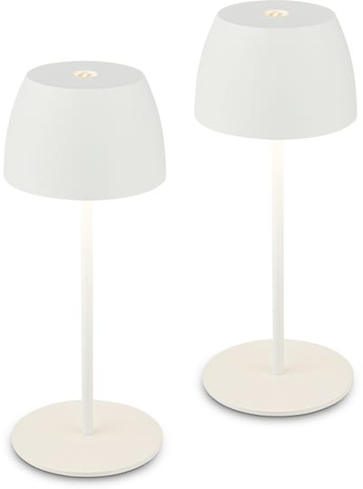 BRILONER - Set van 2 mini Tafellampen - oplaadbar buitenlampen - IP44 - warm wit licht 2.700 K - dimbaar - met USB-C - wit - 8x20 cm