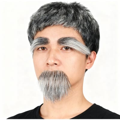 Realistische pruik en baard partyattributen van opa One size fits all adults grijs