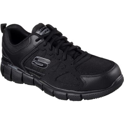 Skechers Workwear Telphin Sanphet Leren Heren Zwarte Veiligheidssneakers