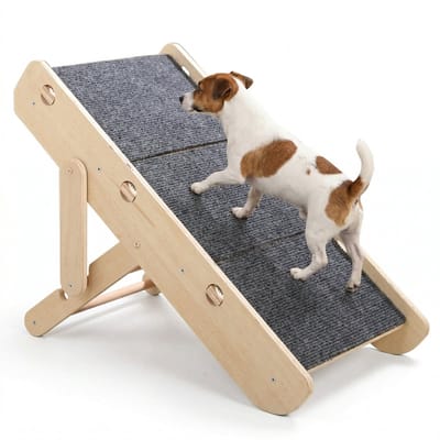 Cheqo® Hondentrap Hondenloopplank Opvouwbaar - Loopplank Hond - Hondentrapje Inklapbaar met Antislip - Verstelbaar in Hoogte - voor Honden en Katten - voor Bank en Bed - voor Auto - Trap Hond - Instaphulp - Opstapje Hond - Oploophulp
