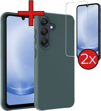 Hoesje - Met 2x Screenprotector - Geschikt voor Samsung Galaxy A26 - Sterk & Shockproof - Telefoon Hoes - Back Cover - Siliconen Case - Telefoonhoes - Donkergroen