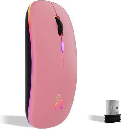 StayPowered Draadloze Muis - Ultieme Precisie en Comfort - 2,4 GHz & Bluetooth - 1600 DPI - LED-Verlichting - Ergonomisch Design - Oplaadbaar - Lange Standby - Roze - Levering Sneller dan Aangegeven!