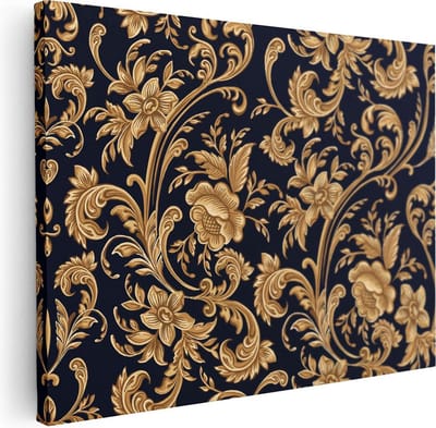 Artaza Canvas Schilderij Botanisch Patroon - 40x30 cm - Klein - Wanddecoratie Woonkamer - Muurdecoratie Bloemen - Schilderijen Op Canvas