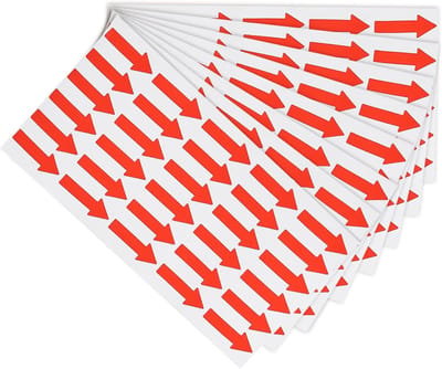 Pijl Stickers - Kleurcodering Labels - Richting Aangeven - Waterproof PVC Materiaal - 1.2x0.5 Inch - Rood