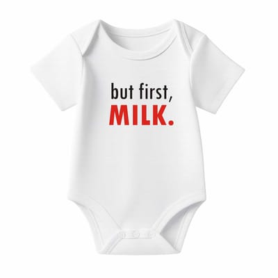 Romper But first, Milk - wit - korte mouw