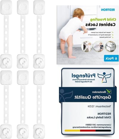 Kinderslot Set - Baby Beveiliging - Kasten Beveiligen - Verstelbare Band - 6 Stuks - Wit