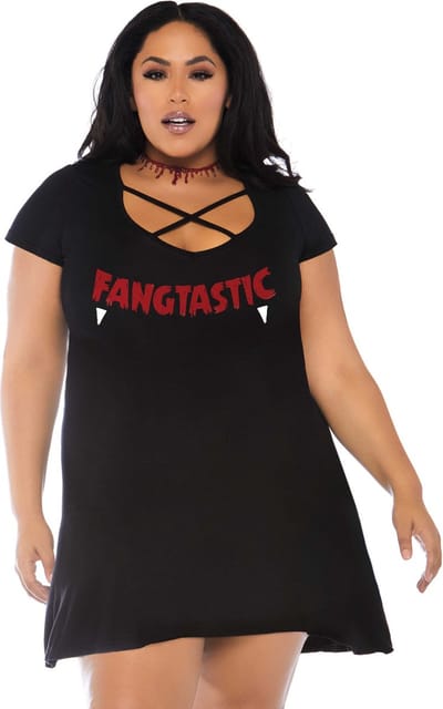 T-shirtjurk in jersey voor dames Leg Avenue Plus Fangtastic