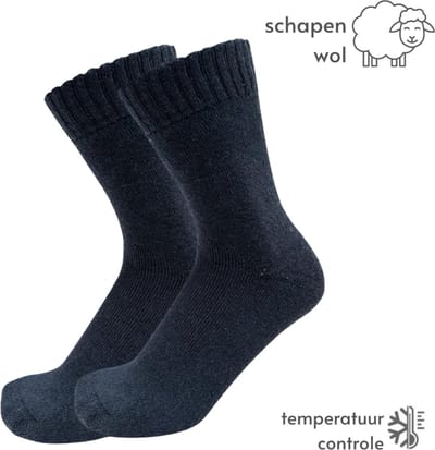 Thermosokken Dames- maat 36-41 - Donkerblauw - Thermo Sokken met Wol - Wintersokken