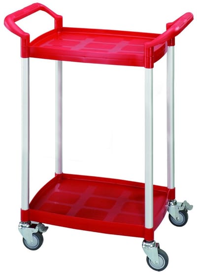 Kunststof Wagen - Servicekar Trolley - Materiaal Transport - 2 Etages - 65x37x85 cm - Rood