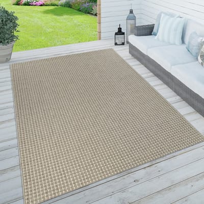 Paco Home Binnen- en buitenvloerkleed, terras en balkon, weerbestendig effen met structuur 120x170 cm