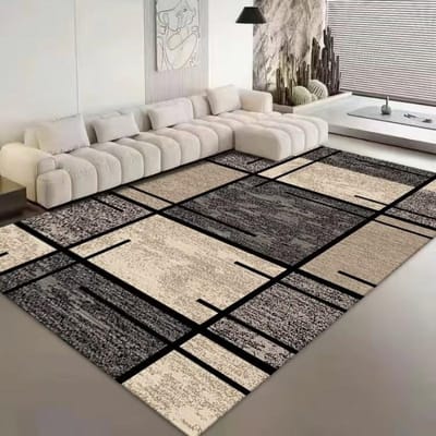 Tapis Flottants de Luxe Nordique pour Salon Tapis Doux pour Chambre à Coucher Tapis de Chevet Grande Surface Géométrie Vestiaire Tapis de Sol Antidérapant 100*160cm