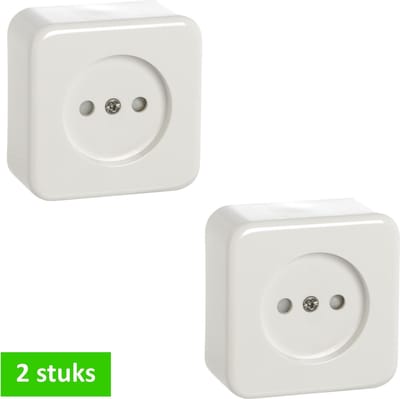 TQ4U wandcontactdoos | opbouw | zonder randaarde | hoogte slechts 26 mm ! | wit | 2 STUKS