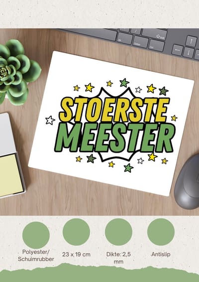 Akyol - stoerste meester Muismat - Meester - beste meester - school - verjaardagscadeau - afscheidscadeau - kado - 23 bij 19 cm