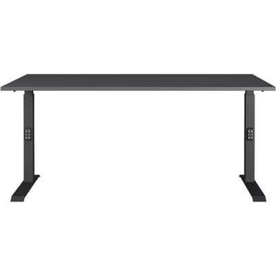 Porto bureau, mechanisch in hoogte verstelbaar, C-poot, B 1600 x D 800 x H 680-910 mm, zwart/grafiet
