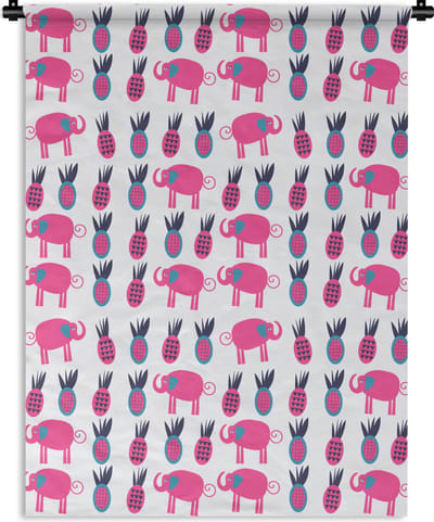 Wandkleed - Wanddoek - Ananas - Olifant - Design - 150x200 cm - Wandtapijt