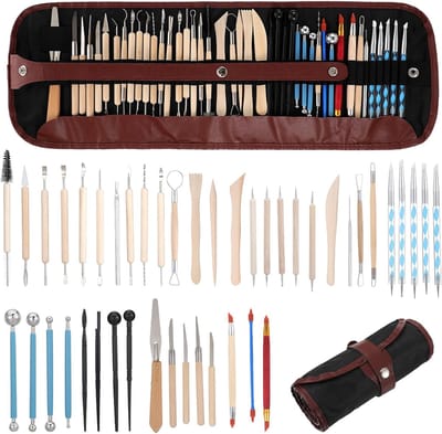 Klei Gereedschap Pottenbakken Boetseren Boetseer Set - Beeldhouwen - Kleigereedschap - Spatels/Mes/Mesjes/Mirettes - Keramiek/Polymeer/Boetseerklei - 43 Stuks