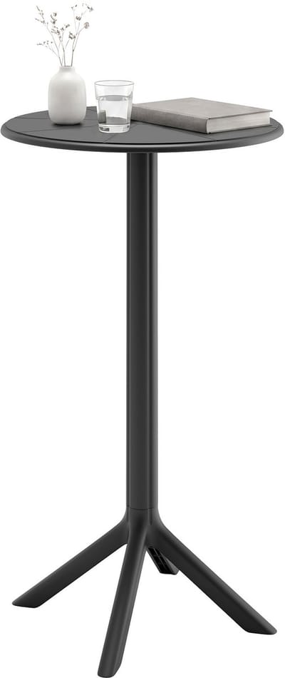 CLP Tomas Bartafel - Rond Ø60 cm - Weerbestendig & UV-bestendig - Kunststof Buitentafel - Hoogte 107 cm - zwart