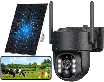 Buitencamera met 4MP, Zonne-accu, 2,4 GHz & 5 GHz WiFi, Draadloze PIR-bewegingsdetectie, Automatische Tracking, Twee-weg Audio