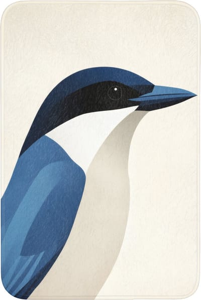 Badmat 60x90 cm - Antislip - Illustratie - Blauw - Vogel - Badmatten voor badkamer - Badkamermat - Douchemat - Badkamer mat