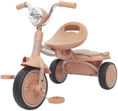 J&R Driewieler - Kinderfiets - Peuterfiets - PU wielen - Schokabsorptie - Opvouwbaar - Verstelbaar zadel - Met licht - Roze