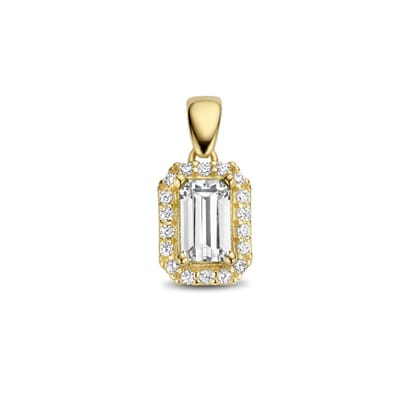 14K geelgoud hanger zirkonia halo 4028200