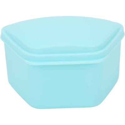 Étui de rangement orthodontique trapézoïdal, boîte de rangement portable pour prothèses dentaires, pour le bureau et la maison bleu