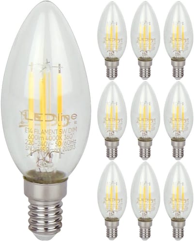 LED line LITE LED Filament Kaarslamp C35 E14 - 5W (vervangt 50W) - 600lm - Ø35mm - 230V - Dimbaar - Energiezuinig - 10 stuks