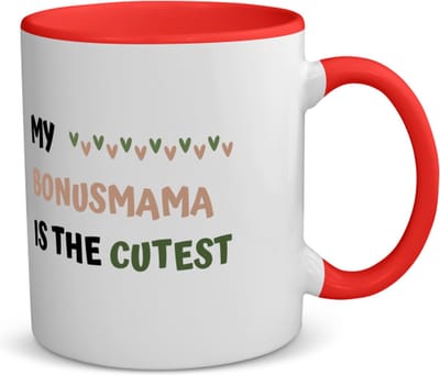 Akyol - my bonusmama is the cutest koffiemok - theemok - rood - Mama - schattige bonusmoeder - moeder cadeautjes - moederdag - verjaardagscadeau - verjaardag - cadeau - geschenk - kado - gift - moeder artikelen - 350 ML inhoud