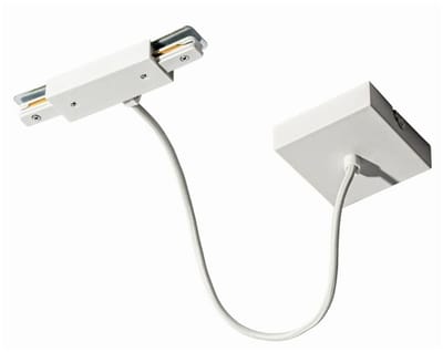 Qub Middenvoeding met Vierkante Montageplaat – Wit – voor 1-Fase Railverlichting