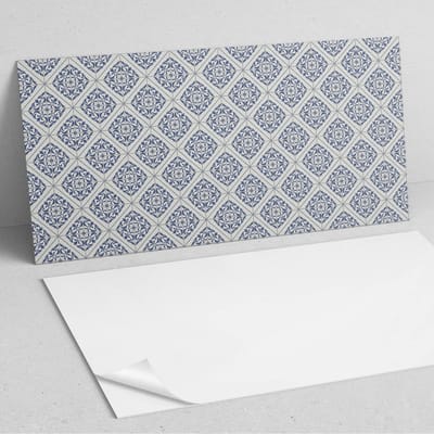 Coloray Wandpanelen Zelfklevend - Patroon met bloemmotieven PVC Wandpaneel - 100 cm x 50 cm - Blauw Wandbekleding Zelfklevend - 1 stuk - Mozaïeken Wandpanelen Zelfklevend - Wandpaneel Keuken - Wandpanelen Badkamer