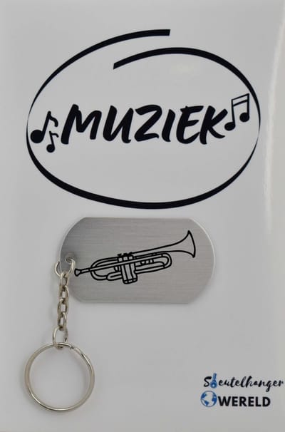 trompet Sleutelhanger inclusief kaart - trompet cadeau – trompet  - Leuk kado voor je vriend om te geven - 2.9 x 5.4CM