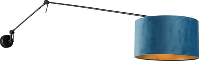 QAZQA blitz - Moderne Wandlamp met kap voor binnen - 1 lichts - D 35 cm - Zwart Goud - Woonkamer | Slaapkamer | Keuken