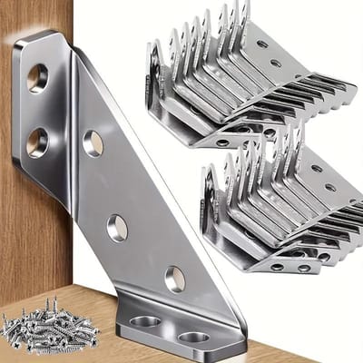 10 stuks zware roestvrijstalen hoekbeugels met schroeven - 90° hoeksteun, krasbestendig, eenvoudige installatie voor meubels en houten frames