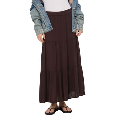Uitlopende maxi-rok van zuivere viscose model 'MIKKA'