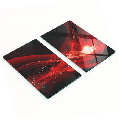 Set van twee decoratieve glazen keukenplanken, abstract ontwerp, 2x30x52 cm