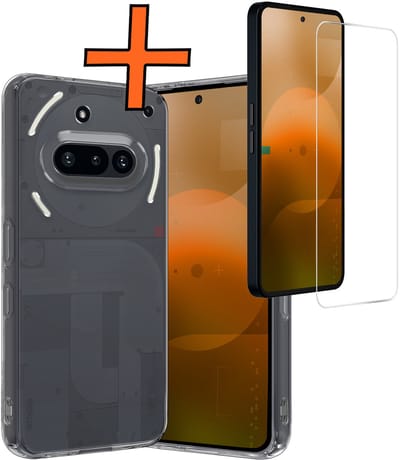 Hoes - Met Screenprotector - Geschikt voor Nothing Phone (3a) Pro - Sterk & Shockproof - Back Cover - Siliconen Case - Telefoon Hoes - Transparant