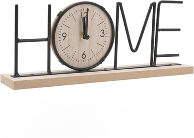 Dailygoods - Dailygoody - Tafelklok - Houten en ijzeren klok - Modern design - Decoratieve tafelklok - Voor woonkamer en kantoor - Compact formaat