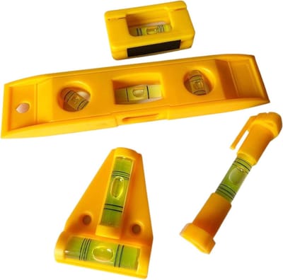 Niveau set met lineaal, T-niveau, torpedo-niveau, 15 cm en mini magneet, perfect voor nauwkeurige metingen in de bouw en doe-het-zelf projecten