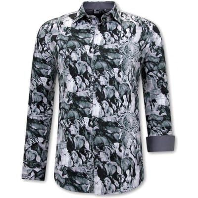 Dierenprint Blouse Heren - 3119 - Grijs