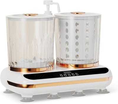 Draagbare Ondergoed Wasmachine - Dubbele Bak Was- en Centrifugefunctie - 2L Per Bak - 5200mAh Oplaadbare Accu - Geschikt voor Lingerie - Sokken en Kleine Kledingstukken