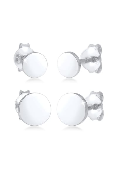 Elli - Oorbellen - Dames oorbellen set platelet cirkel Basic in 925 sterling zilver verguld rose goud verguld - Dames