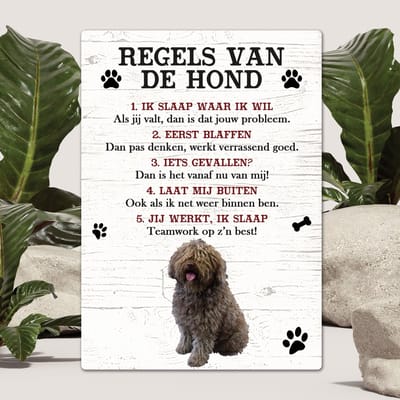 Spreuken - Spaanse Waterhond - Regels Van De Hond - Spreuken Bordjes - Spreukenbord - Tekstborden - Cadeau - Hondenras