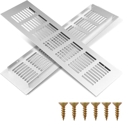 Ventilatierooster van aluminium 80 x 250 mm voor deuren en kasten, decoratief en functioneel, ideaal voor keuken en koelkast